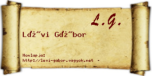 Lévi Gábor névjegykártya
